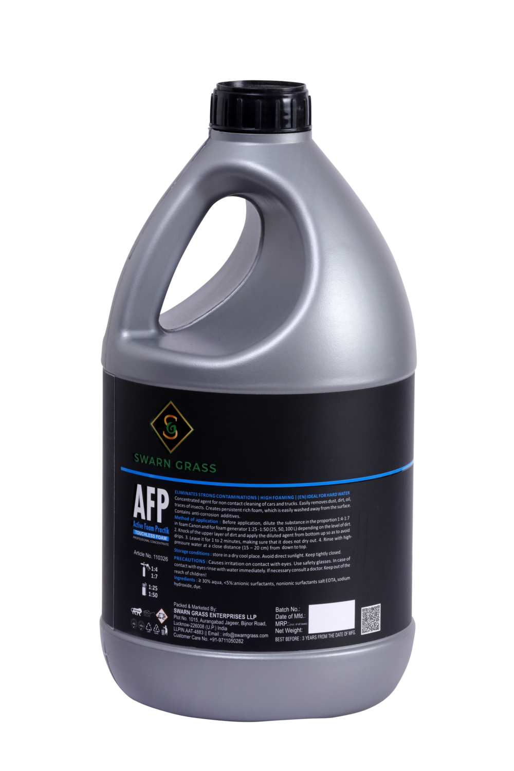 Swarn Grass Active Foam Practik Touchless Car Shampoo (AFP) 20kg (5kg X 4pcs)